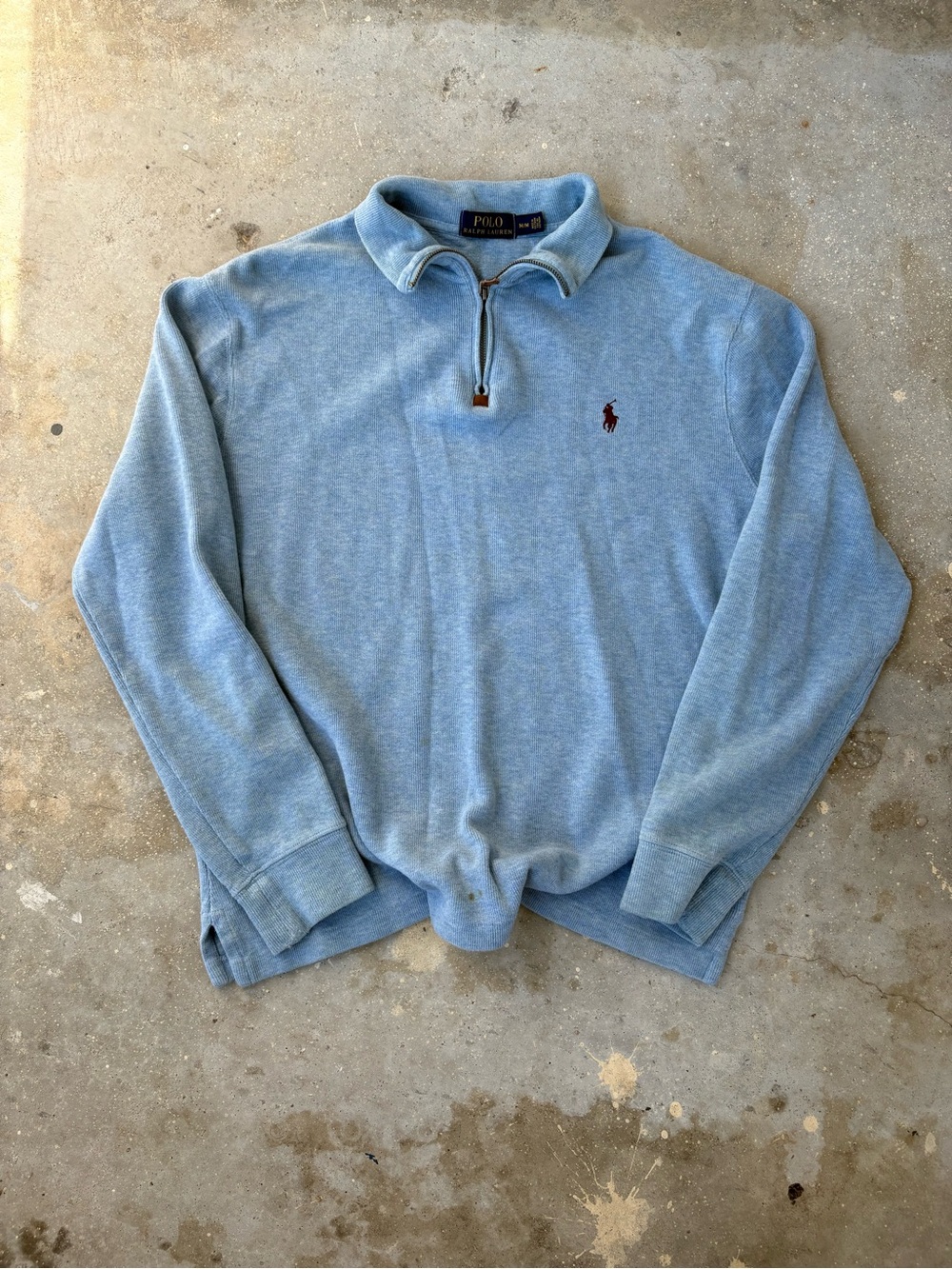 Ralph Lauren Light Blue Quarter-Zip Sweater with Polo Pony
